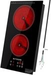 BLITZHOME Electric Stove Top 2 Burner, 12inch Electric Cooktop, Built-in Ceramic Cooktop with 9 Power Levels/Timer/Child Safety Lock/Touch Control/Overheat Protection, 220-240V, Hard Wire, No Plug