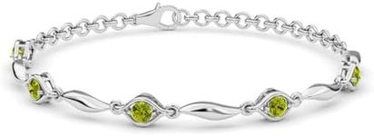 Shop LC Peridot Birthstone Bracelets for women in 925 Sterling Silver Bracelet 7.25 Inches Bolo Link Chain Bracelets Infinity Jewelry Christmas Gifts for Women, 7.25 Inches, Metal, Peridot