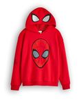 Marvel Spiderman Boys Hoodie | Kids Superhero Graphic Hooded Sweatshirt in Red | Spider-Man Mask with Eyes on the Hood Sweater Film Movie Apparel | Comic Book Character Art Merchandise Gift