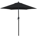 Sunnyglade 7.5' Patio Umbrella Outdoor Table Market Umbrella with Push Button Tilt/Crank, 6 Ribs (Black)