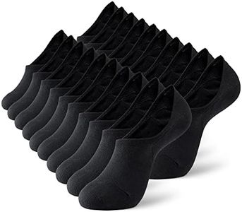MONFOOT Men's/Women's 10 Pairs Invisible No Show Non slip Socks, Black Small Multipack