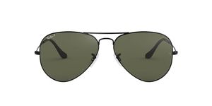 Ray-Ban RB3025 Classic Aviator Sunglasses, Black/Green Polarized, 55 mm