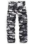 APTRO Men's Cargo Pants Multi-Pockets Work Pants Grey Camo 32