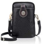 APHISON Small Crossbody Bags for Women, Lightweight Leather Cell Phone Purse, Mini Shoulder Handbags BLACK