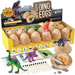 Dig a Dozen Dino Eggs Dig Kit - Easter Egg Toys for Kids - Archaeology Science STEM Crafts Gifts for Boys & Girls - Break Open 12 Large Surprise Dinosaur Filled Eggs & Discover 12 Cute Dinosaurs