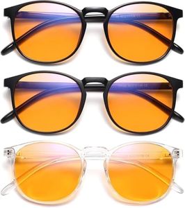 IBOANN 3 Pack Blue Light Blocking Glasses Women/Men, Round Fashion Retro Frame with Replacement Sunglasses Lenses Gaming computer Glasses Gaming computer lenses