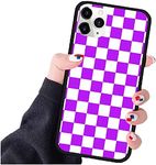 Vanqiang Checkerboard Phone Case Compatible with iPhone 6/6s Plus Hard Back Cover Soft Edge Grid Lattice Plaid Tartan Damier Chessboard Checker Flag (Compatible with iPhone 6/6s Plus, Purple White)