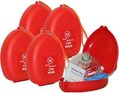 MCR Medical Pack of 5 CPR Rescue Mask, Adult/Child Pocket Resuscitators, Hard Case with Wrist Strap