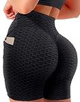 Msicyness Tiktok Shorts Women's High Waist Yoga Shorts Butt Lift Tummy Control Leggings Textured Scrunch Booty Shorts