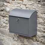 CKB Ltd® Post Box Wall Mounted Lockable Secure Mail Storage in Charcoal Steel Large Metal Outdoor External Vintage| Designed For Large Envelopes And Small Parcels 33 x 38 x 16.7cm