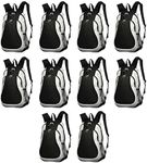 DISCOUNT PROMOS Large Sports Backpacks Set of 10, Bulk Pack - Bring Everywhere You Go, Perfect for Travellers and Great for Everyday Use - Grey