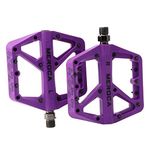 Nobranded MTB Pedals Mountain Bike Pedals 3 Bearing Non-Slip Lightweight Nylon Fiber Bicycle Platform Pedals for BMX MTB 9/16" - Purple