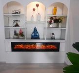 RVA Decorative Electric Fireplace, 60 x16x7 inches, No Heat, with Remote, Matt Black,