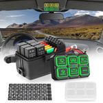 6 Gang Switch Panel with Waterproof Cover, ACEC SHOP Universal Circuit Control Box Electronic Relay System Truck Light Control Panel Touch Switch Panel for Car Truck ATV UTV Marine Boat