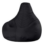 Bean Bag Bazaar Recliner Gaming Bean Bag Chair, Black, Large Indoor Outdoor Bean Bags, Lounge or Garden, Big Adult Gaming Bean Bag Chairs with Filling Included