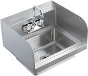 VEVOR Commercial Hand Sink with Faucet and Side Splash, NSF Stainless Steel Sink for Washing, Small Hand Washing Sink, Wall Mount Hand Basin for Restaurant, Kitchen, Bar, Garage and Home, 17x15 inch