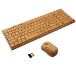 Smart Tech Handcrafted Natural Bamboo Wooden PC Wireless 2.4GHz Keyboard and Mouse Combo