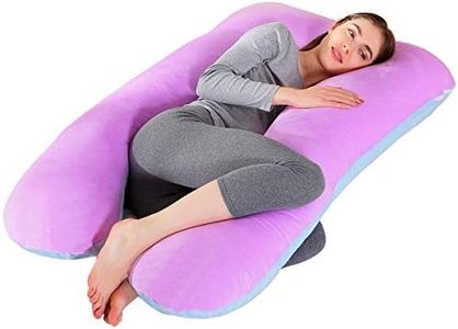 Mingfuxin Almohadas De Maternidad, Almohada De Embarazo En Forma De U Almohadas 100% Algodón Para Embarazadas Con Funda De Terciopelo Reemplazable Para Dormir (145 x 70 cm, Terciopelo | Azul + Morado)