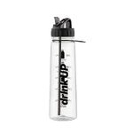 DrinkUp Motivational Water Bottle with Time Markings Straw | Leak Proof Reusable BPA free Hour Measuring Reminder Drinking Bottle | Ideal for Gym Hiking Cycling School Office 900ml