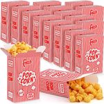 Ireer 200 Pcs 0.75 oz Popcorn Boxes, Close Top Popcorn Containers for Movie Party, Bulk Red and White Striped Paper Popcorn Boxes for Popcorn Machine Theater Night Party Carnival Circus Party Supply