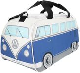 BRISA VW Collection - Volkswagen Bus T1 Camper Van Kombi Sport, Gym, Travel Bag, Duffel with Shoe/Wet Compartment (Small/Blue/Beige)