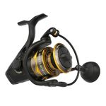 PENN Battle IV Spinning Reel, Saltwater Angler Fishing Sea Fish Lure & Bait, Bass, Pollack, Cod, Mackerel, Wrasse, Aluminum Spool, Robust Ambidextrous 5000 Reel Size 5.6:1 Gear Black, Gold & Smoke