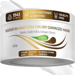 Vitamins Hair Mask Conditioner Keratin Treatment - Biotin Castor and Coconut Oil Deep Conditioning for Thin Fine Hair - Anti Frizz Moisturiser for Curly Straight Dry Damaged and Frizzy Hair