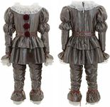 Etokfoks Kids Clown Halloween Cosplay Costume - Deluxe Halloween Scary Clown Costume Scary Makeup Cosplay Costume Silver Small