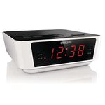Philips AJ3115/05 Alarm Clock Radio (FM Radio, Digital Tuner, Built-in Alarm, Dual Alarms, Sleep Timer, Big Display) White/Black