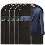 Patvingot Suit Bags 40 Inch 5Pcs, Dust Proof Moth Protector Travel Garment Bag with Clear Window Zipper, Used for Suit, Coats, Black