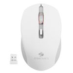 ZEBRONICS ZEB-JAGUAR Wireless Mouse, 2.4GHz with USB Nano Receiver, High Precision Optical Tracking, 4 Buttons, Plug & Play, Ambidextrous, for PC/Mac/Laptop (White+Grey)