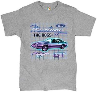 Ford Mustang GT The Boss T-Shirt Muscle Car Licensed Ford Men's Novelty Shirt, Sport Gray, X-Large