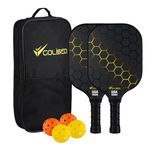 COLISEO Pickleball T700 RAW Carbon Fibre Thermoformed Paddles Kit with 4 Balls & 2 Paddles with Storage Bag Pickleball Game Set