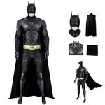 HOMELEX Bat Man Costume for Adult Muscle Dark Superhero Knight Jumpsuit with Bat Mask Cape Halloween Cosplay Outfit for Party