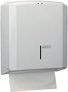 MEDICLINICS Round, DT2106 – Hand Towel Dispenser Hand Towel Dispenser White Sheet Steel Approx. 400 600 °C Z Fold Hand Towels 100 x 260 mm