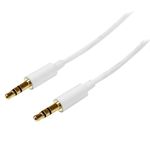 StarTech.com MU1MMMSWH 1m White Slim 3.5mm Stereo Audio Cable - 3.5mm Audio Aux Stereo - Male to Male Headphone Cable - 2x 3.5mm Mini Jack M, White