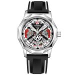 FORSINING Silicone Automatic Mechanical Skeleton Silicon Band Men's Analog Watch - Fsg8284, Band_Black, Dial_Silver