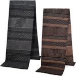 EINSKEY Men's Winter Scarf, 2-Pack Warm Cashmere Feel Striped Color Check Tartan Plaid Tassel Soft Long Fashion Neck Scarves