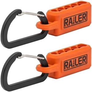 Railer Screwdriver Bit Holder Storage Organizer 5-Hole Orange Bit Holder with Carabiner - 2 Pack