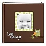 Pioneer Photo Albums EV-246FB/OG 200-Pocket Baby Owl Printed Designer Frame Cover Photo Album, Green, 4 x 6 Inch