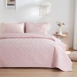 BSB HOME 100% Microfiber Ultrasonic 280 Tc Printed King Size Quilted Bed Cover/Bedspread/Bedding Set with 2 Pillow Covers, (Luxury, Pink, 7.5ft X 8ft Inches, 254X228 cm)