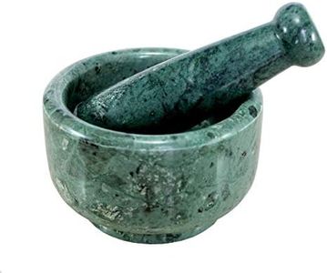 KLEO 5" Diameter Natural Stone Mortar and Pestle Set as Spice Grinder, Medicine Masher - Okhli & Musal 5 in Green