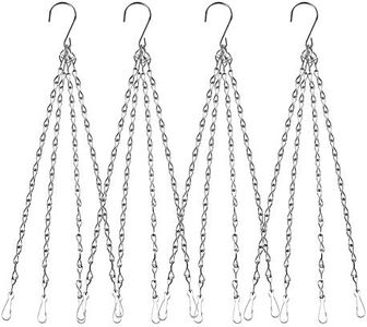 4Pack - 24 Inch 4 Leads Hanging Chain with Hooks Flower Pot Chain Replacement Plant Hangers for Bird Feeders, Planters and Lanterns (Silver)