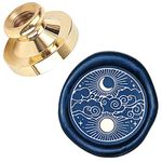 CRASPIRE Crescent Moon and Sun Wax Seal Stamp Head Olny Clouds Sealing Stamp Head No Handle 25mm Removable Brass Stamp for Wedding Invitations Envelopes Craft Adhesive Waxing Card Making Christmas