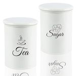 Metawood Tea and Sugar Containers For Kitchen Handmade | Set of 2 Airtight Lid Metal Food Storage Kitchen Canisters | Kitchen & Restaurant Decor Containers | Home & Kitchen Storage Boxes