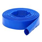 10m x 32mm (1 1/4 Inches) Lay Flat Water Discharge Hose Water Pump Pond Hose, for Submersible, Water Pumps for Draining Pond, Blue