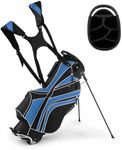 Costway Stand Bag, Golf Club Bag with 6 Way Organizer Divider Top, 7 Zippered Pockets Including Cooler Bag & Waterproof Pockets, Umbrella Holder, Lightweight & Portable Golf Cart Bag (Navy)