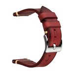 Berfine 22mm Retro Handmade Watch Band, Quick Release Vintage Leather Watch Strap Replacement,Red