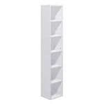 Panana Wooden Cube Bookcase，2/3/4/5/7 Tier Book Shelf Tall narrow Shelving Display Storage Unit Office Living Room Bedroom Furniture (White, 6-cube)