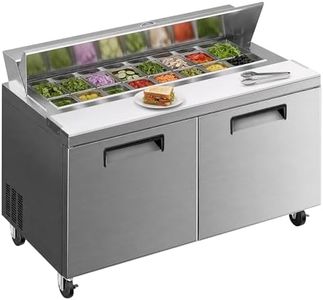 ICEVIVAL 60" W Commercial Refrigerator Prep Table, 16.33 Cu.Ft Stainless Steel Refrigerated Food Prep Station with 2 Doors, Frost Free Under Counter Fridge for Restaurant,Kitchen&Bar